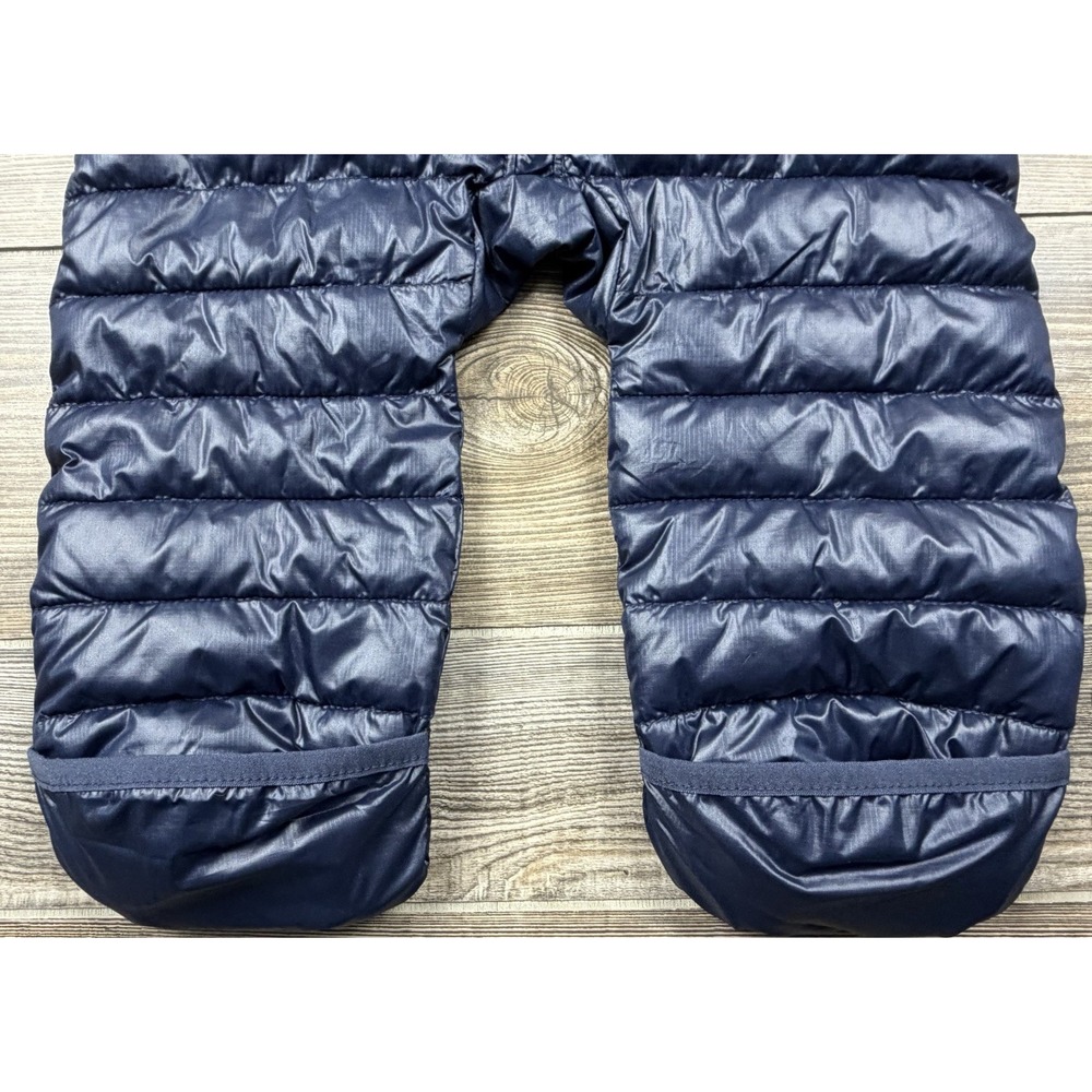 Primary Navy & Rainbow Striped Hooded Puffer Snowsuit 6-12 Months Lightweight - Picture 10 of 12